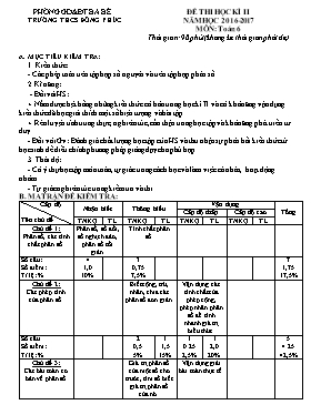 Đề thi học kì II môn Toán Lớp 6 - Năm học 2016-2017 - Trường THCS Đồng Phúc (Có đáp án)